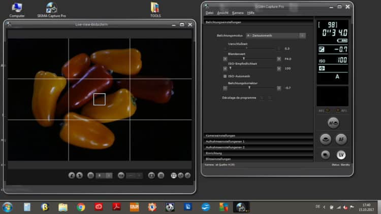 Sigma Capture Pro Bildschirm
